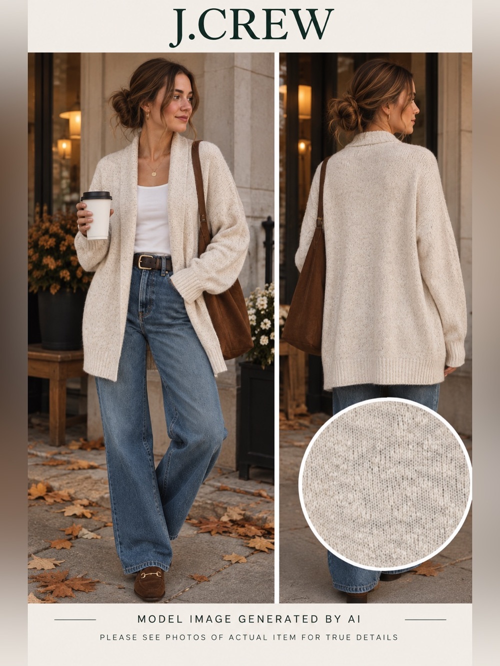 J.Crew Re-Imagined Open Front Cardigan L/XL Oversized Slouchy Coastal Knit